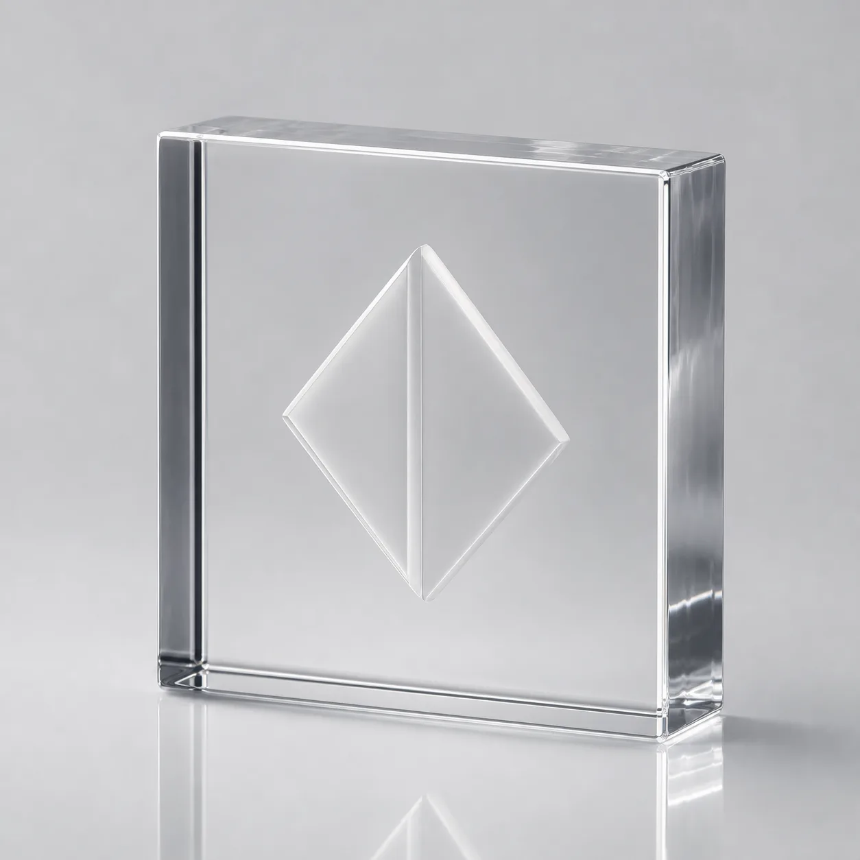Custom acrylic logo block with printed branding